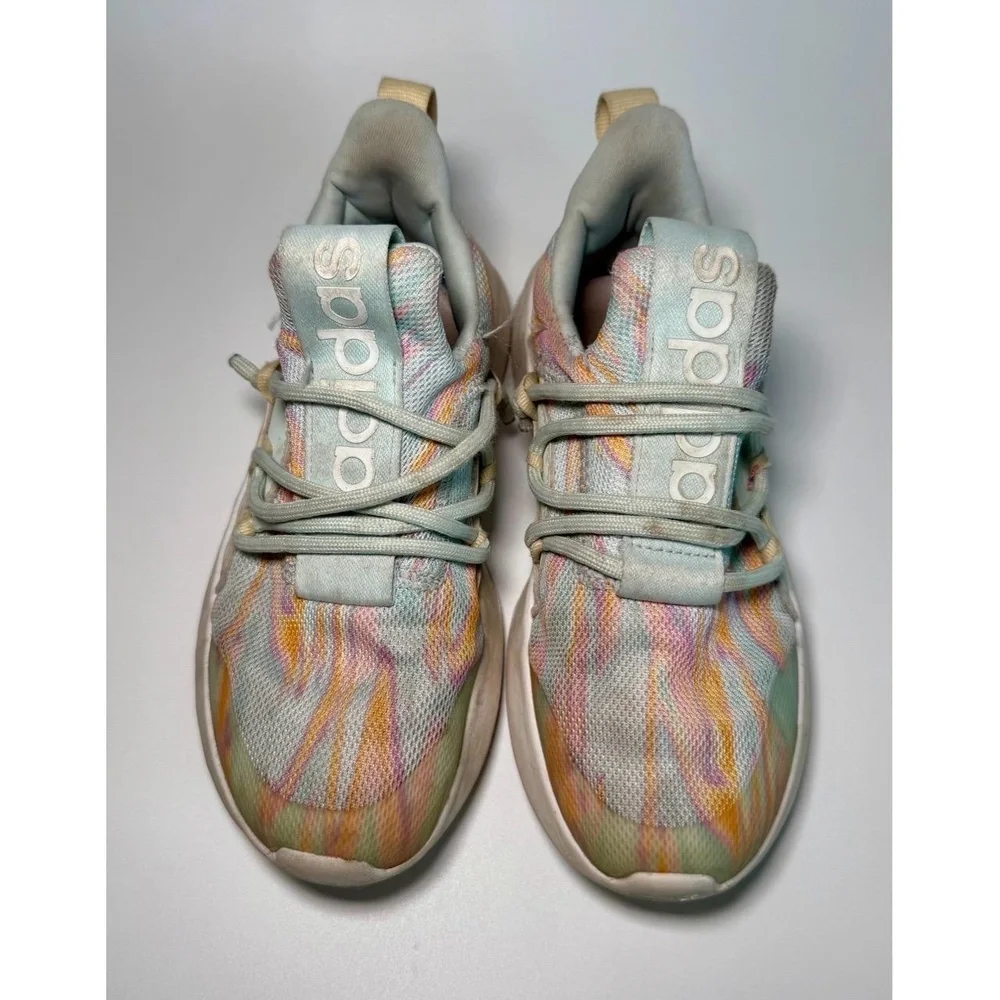 Adidas Kids Sneakers Size 1 Cloudfoam Pure 2.0 Pastel Tie Dye Comfy Cushioned - Picture 4 of 5